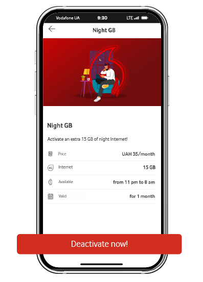 To deactivate, click <strong>«Deactivate »</strong> in the <strong>My Services</strong> menu in <a href="https://my.vodafone.ua/geo-search" target="_blank">My Vodafone</a>