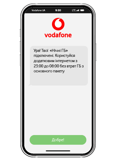 Отримайте SMS про підключення послуги