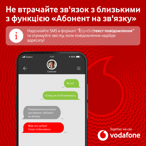 «Абонент на зв’язку» – Vodafone повідомить про появу в мережі абонента, з яким втрачено зв’язок