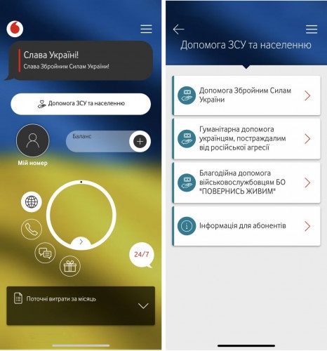 Як допомагати армії через застосунок My Vodafone