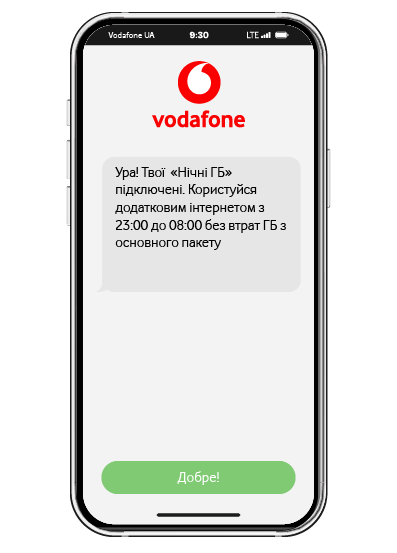Отримайте SMS про підключення послуги